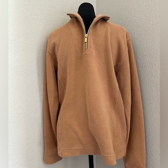 TOMMY BAHAMA Women Sz S Peach Rib Knit Pullover 1/4 Zip Sweater Cotton/Stretch - Picture 1 of 8